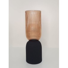 Vaso de Vidro Rose com Preto M Vaso de Vidro Rose com Preto M